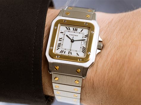 cartier santos 18k gold watch.